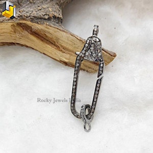 Diamond Lobster Clasp: 925 Sterling Silver Pave Diamond Jewelry (38mm)