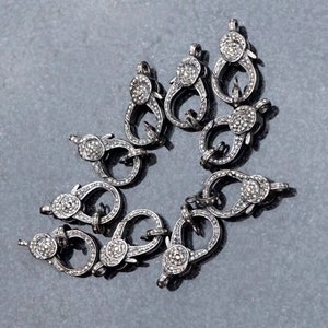 Both Side Lobster Diamond Clasp 925 sterling silver pave diamond clasp small clasp real natural sterling silver diamond clasp jewelry