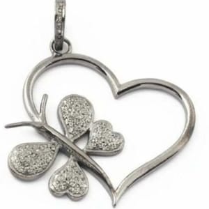 Pave Diamond Heart, Love Pendant, Sterling Silver 40x36mm, Diamond Heart, Heart Necklace, Heart Pendant, Gift For Her, Pave Diamond Pendant