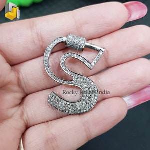 Schöne Designer 925 Sterling Silber S Brief Verschluss Karabiner mit natürlichen echten pflastern Einstellung Diamant Verschluss S Buchstabe Alphabet Schmuck zu verkaufen