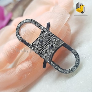 Sterling Silver Diamond Lobster Clasp: Handmade Jewelry Lock Finding