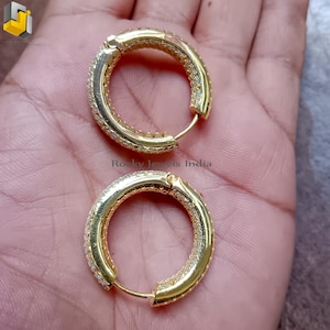 14k Gold Earring, women's Diamond Earrings, Hoop Earrings, Genuine Diamond Earrings, Pave Round Earrings, Pave Gold Earrings, Gold Jewelry