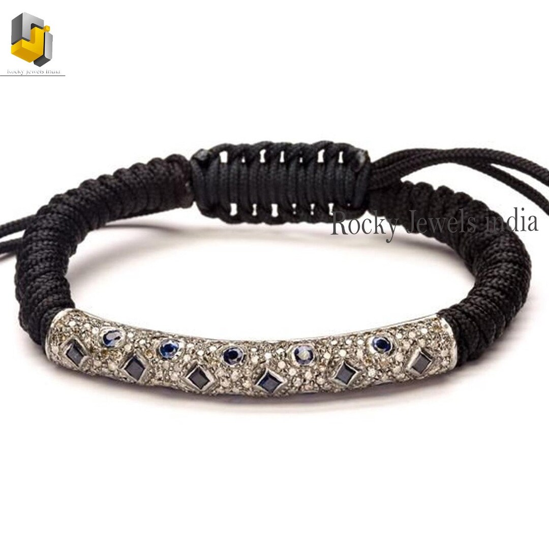 Gorgeous Bracelet 925 Sterling Silver Pave Natural Diamond Sapphire ...