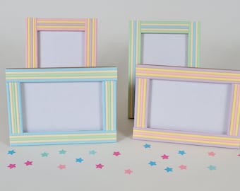 Recycled Pastel Copy Paper Boy/ Girl Photo Frame- Paper Frame- 4” x 6” Picture Frame- Nursery room decoration- Baby Shower Party Gift