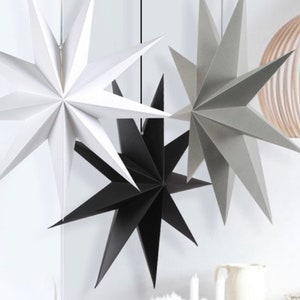 45cm & 60cm origami stars available in black, white or grey