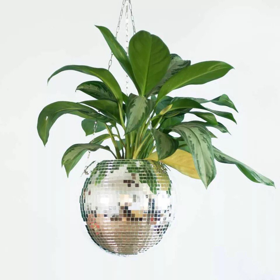 Disco ball hanging planter Etsy