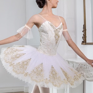 Professional ballet tutu, White Gold ballet tutu, Tutu for Competition