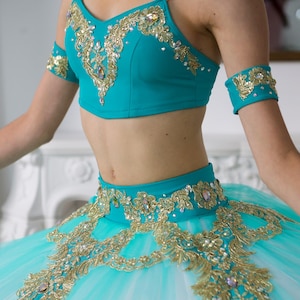 Les Corsaire Ballet Tutu: Golden Laces, Beads & Crystals