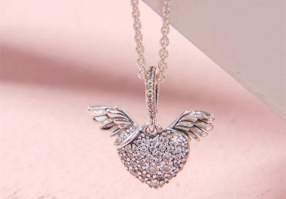 Gift Pave Heart Angel Wings Pandora 