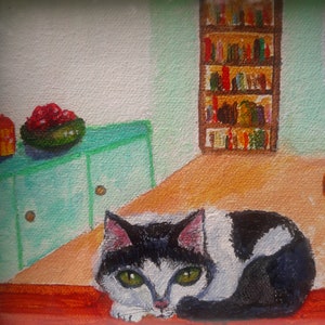 Gatito gato pintura interior para la oficina en casa | Etsy