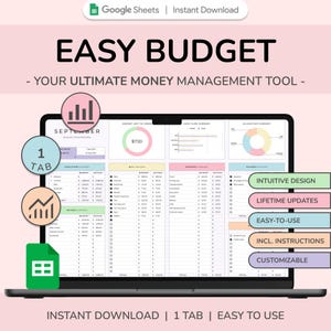 Easy Family Monthly Budget Google Sheets Excel Spreadsheet Budget Tracker Couple Financial Planner Bill Savings Debt Breakdown Tracker