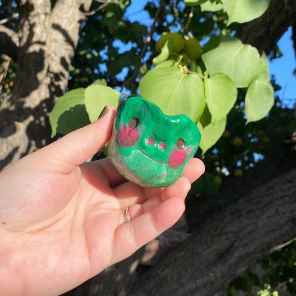 Frog clay art, clay art, frog trinket tray, y2k, cottagecore, frogs,frog core,goblin core, jewelry dish, clay trinket tray,frog art, art