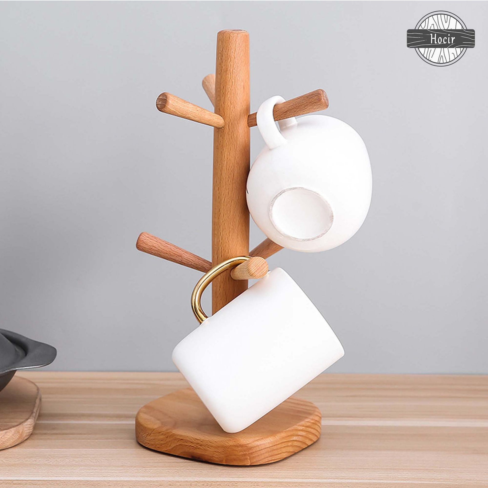 Rustic Coffee Mug HolderSolid Wood Cup HolderCup Rack Mug Etsy