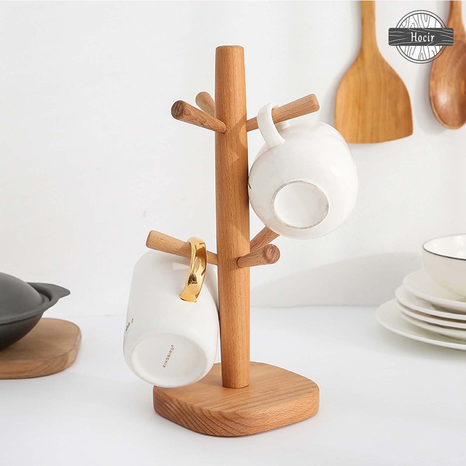 Rustic Coffee Mug HolderSolid Wood Cup HolderCup Rack Mug Etsy