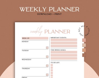 WEEKLY PLANNER Printable | Weekly To Do List | Day Planner for Work | Planner Insert | Instant Download + Print