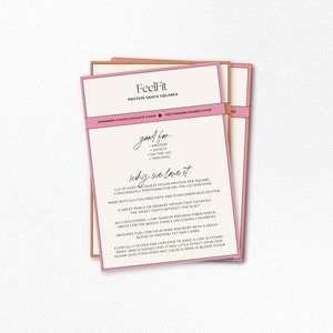 NEW | Arbonne FeelFit Snack Squares Tip Card | Download + Print | How To Use | 5x7 | Order Follow Ups | Samples | for Arbonne Consultants