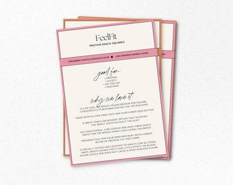 NEW | Arbonne FeelFit Snack Squares Tip Card | Download + Print | How To Use | 5x7 | Order Follow Ups | Samples | for Arbonne Consultants