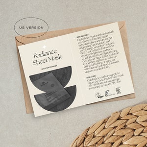 Downloaden en afdrukken | Voorbeeldkaart Arbonne Radiance Sheet Mask (VS en Canada-versie) | 5 x 7 | Ansichtkaarten voor adviseurs van Arbonne