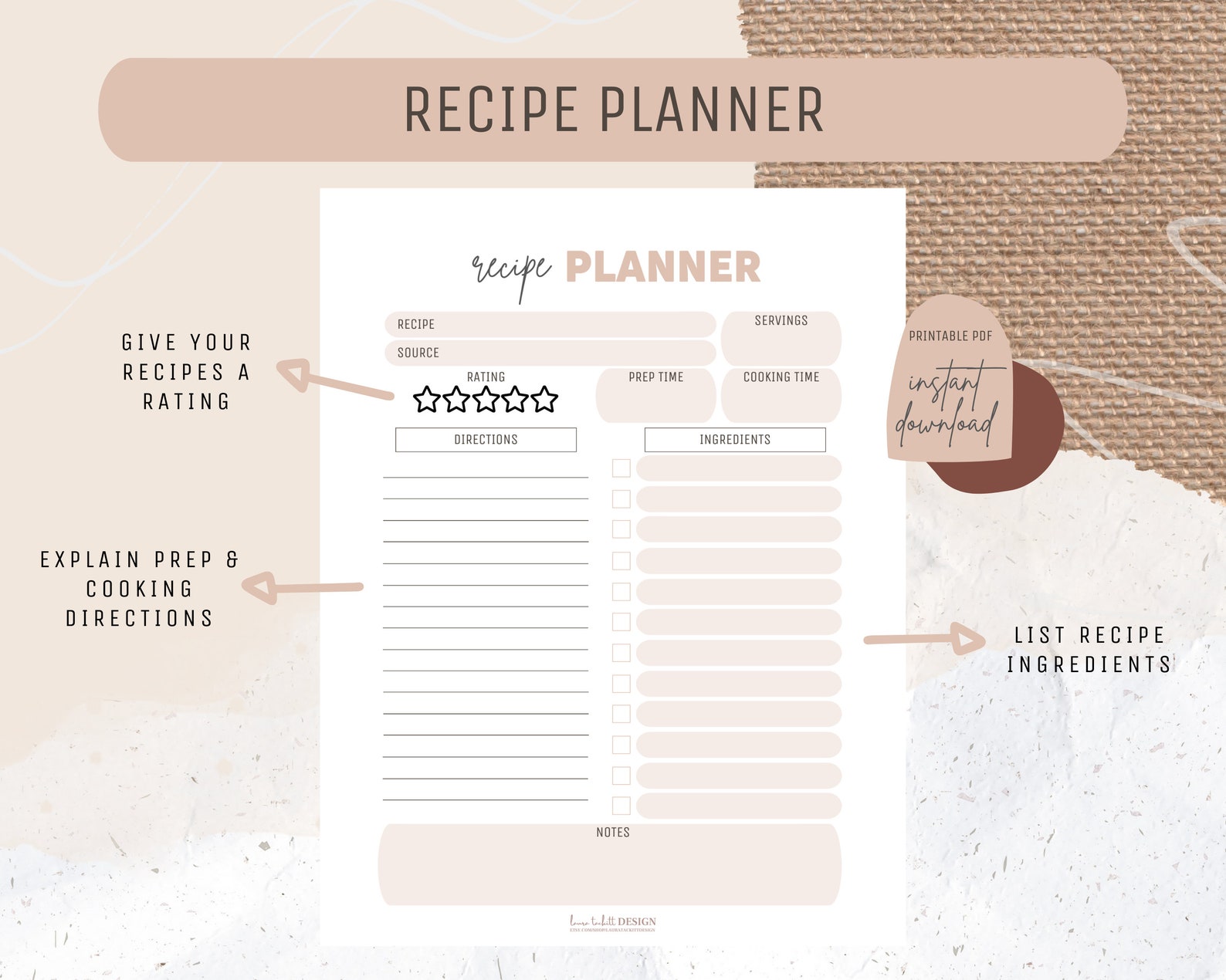 recipe-planner-printable-pdf-instant-download-etsy