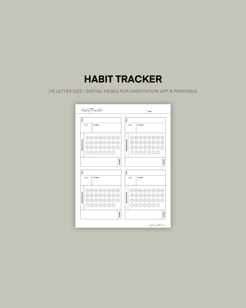 Habit Tracker | 30 Day Goal | PDF Printable Planner | Digital Planner ...