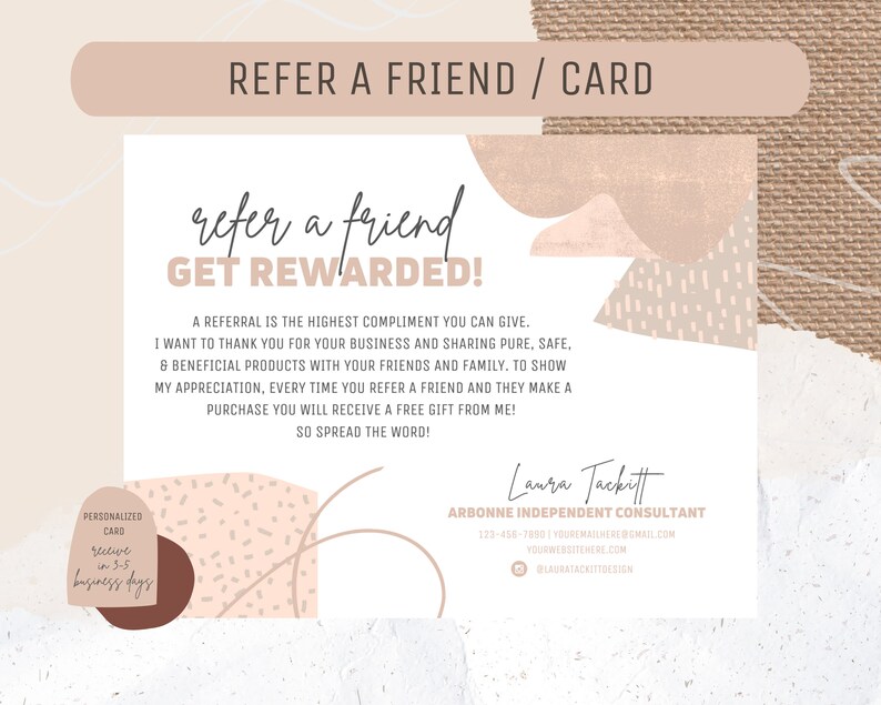 Personalized Refer a Friend Card // Digital Download Etsy
