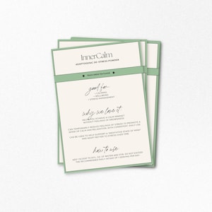 NEW | Arbonne InnerCalm Tip Card | Download + Print | How To Use | 5x7 | Order Follow Ups | Samples | for Arbonne Consultants