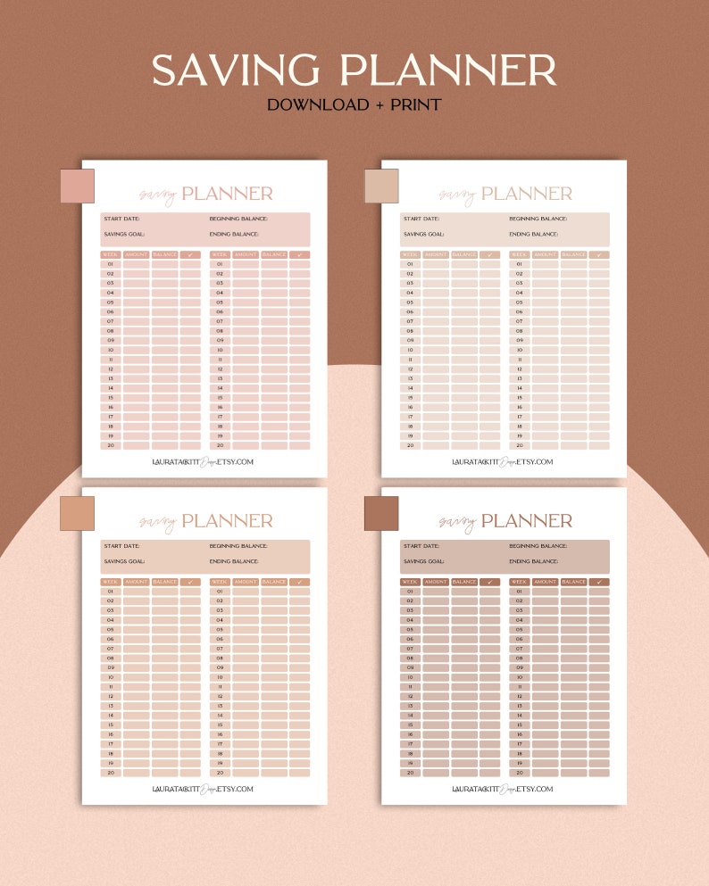 SAVING PLANNER Printable Savings Tracker Personal Savings | Etsy Singapore
