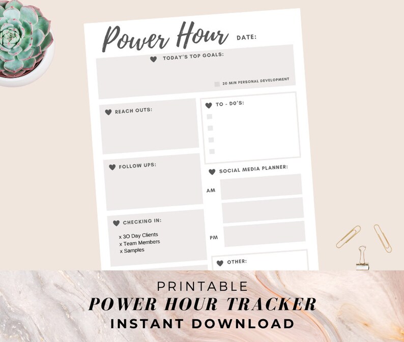 Power Hour // Printable PDF Instant Download | Etsy