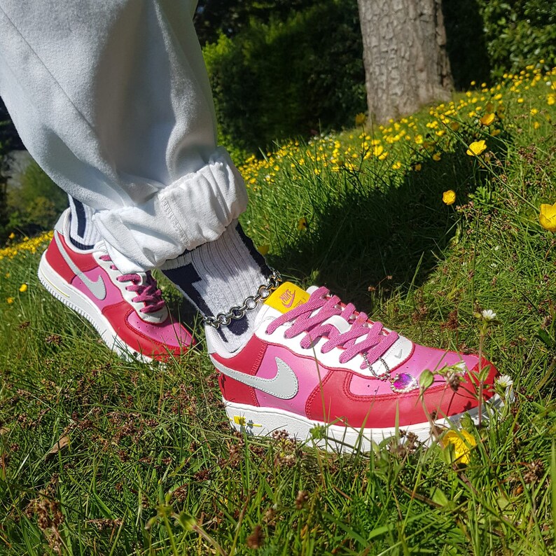 Mens Nike Customs Red Pink Air Force 1 Made to Order | Etsy