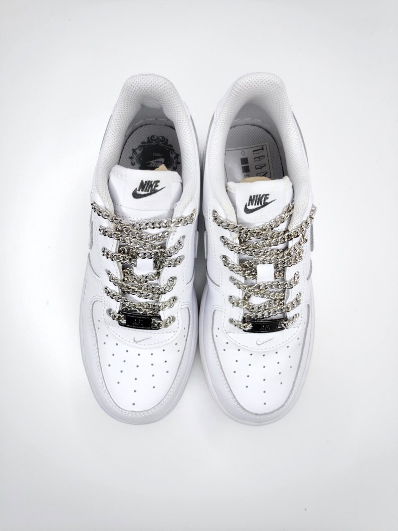 Mens Nike Customs Alloy Illusion Silver Chain Laces Air Force Etsy