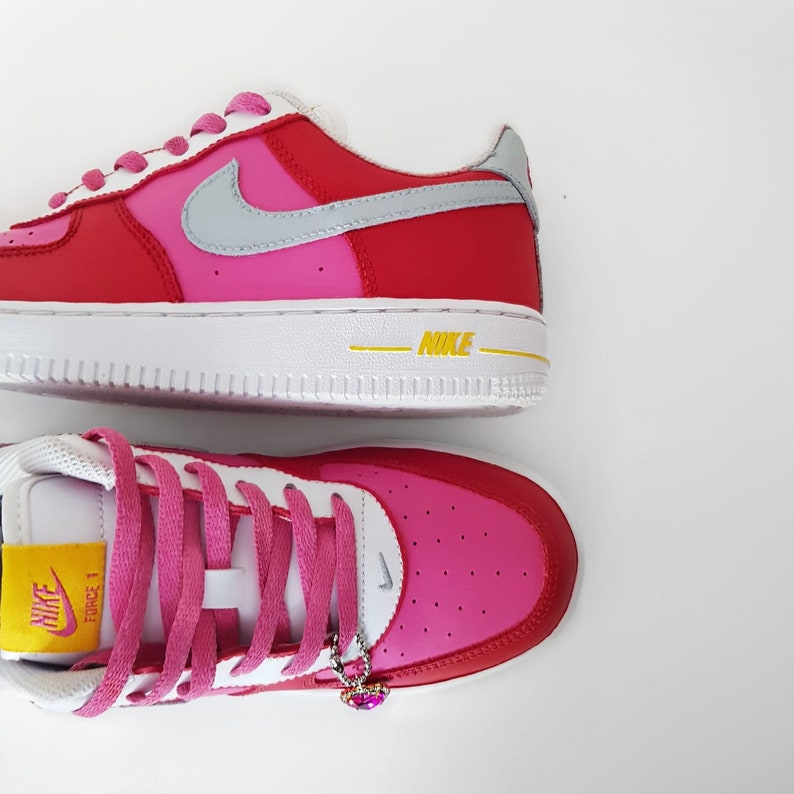 pink and red air force 1
