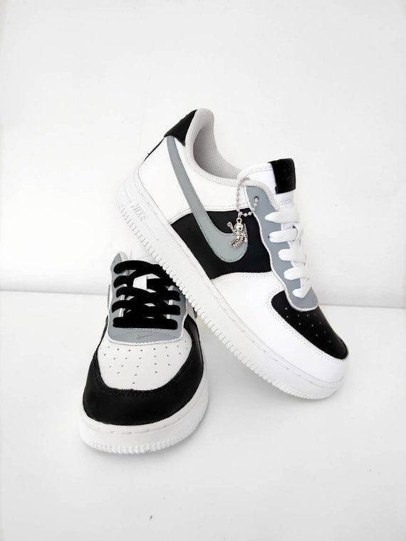 Damen Quantum Kollaps Nike Zoll Air Force 1 Schwarz Wei Grau