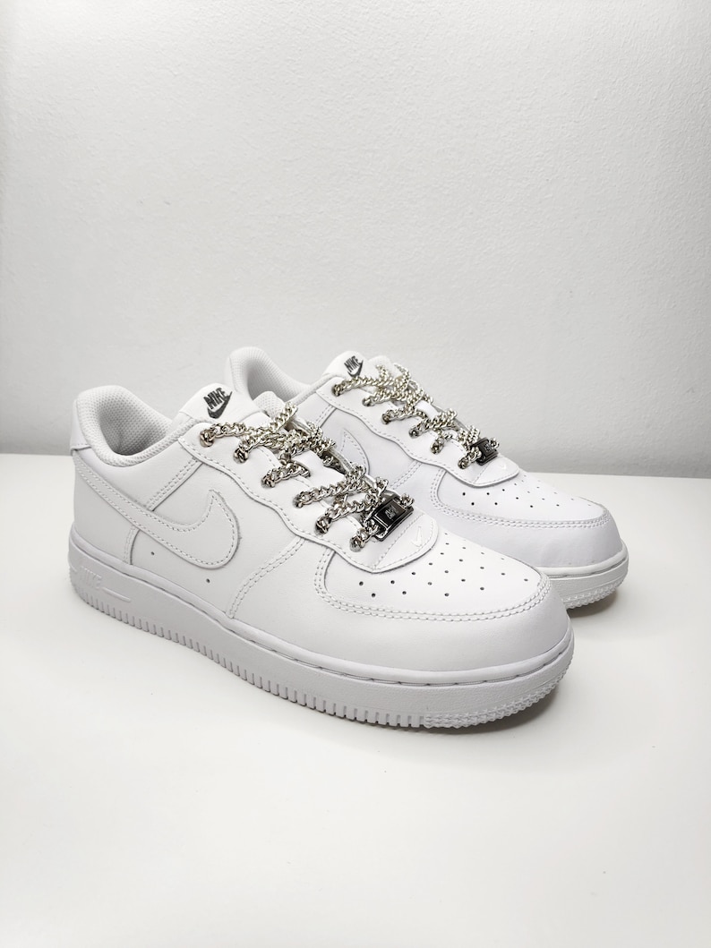 Mens Nike Customs Alloy Illusion Silver Chain Laces Air Force Etsy