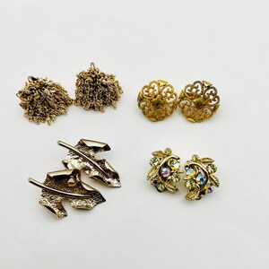 Vintage Gold Tone Clip On Earrings (Lot of 4 pairs)