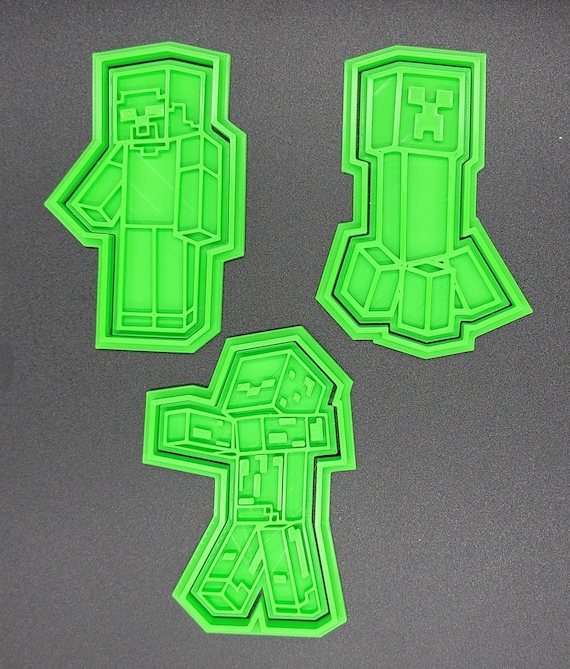 3D Printed Set of 3 Minecraft Cookie Cutters & Stamps Etsy