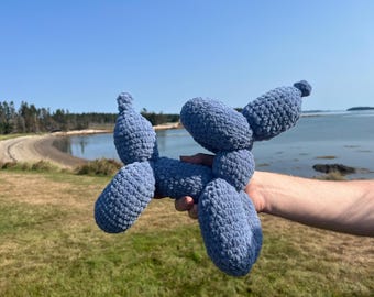 Perro globo de crochet - Azul, hecho a pedido, producto FÍSICO