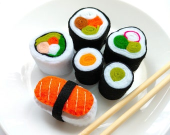 Felt Sushi / Jouets pour enfants / Nourriture en feutre / Jeux de simulation / Jouets Montessori / Pretend Food / Safe Toys