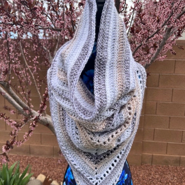 Wood Agate Wild Oleander Hooded Scarf