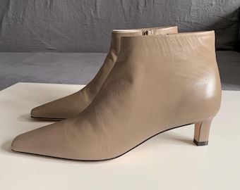 The Row Heels shoes Ankle Boots Leather Ivory Zipper 100 Authentic! Size:37