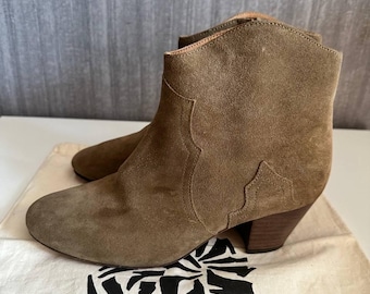 Isabel Marant Ankle Boots Thick Leather Iconic Zipper Made in France Size:36