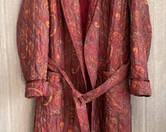 Neri Del Ponte Mens Jacket Trech Quilted Paisley Printed Vintage 100% Silk Sz L/52