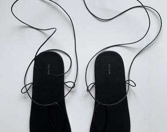 The Row Sandals Heels shoes Sara Flats Black Leather 100 Authentic! Size:37