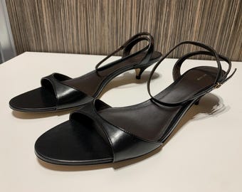 The Row Sandals Heels shoes Black Leather 100 Authentic! Size:38 1/2