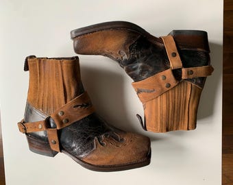 Sancho Boots Cowboy Western Leather Mens Brown Size:9 UK