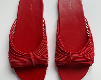 The Row Sandals Heels shoes Sara Flats Red Leather 100 Authentic! Size:37