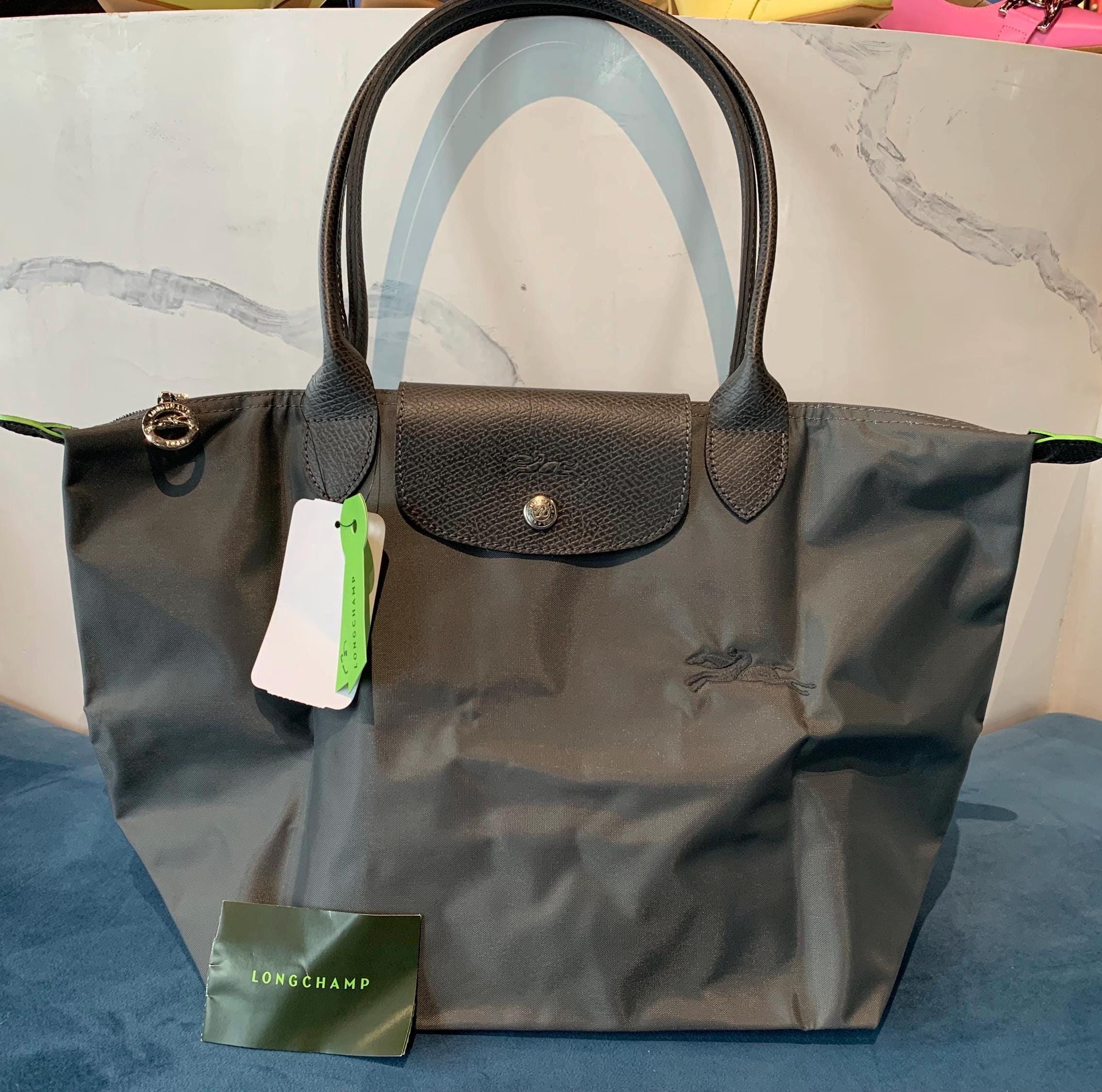 top handle gray longchamp