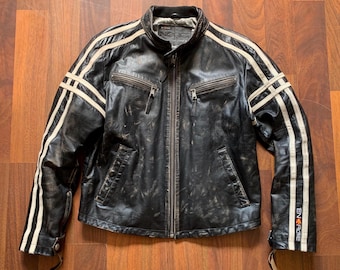 Energy Jacket Leather Men’s Style motorcycle Zip Vintage Rare Size:large