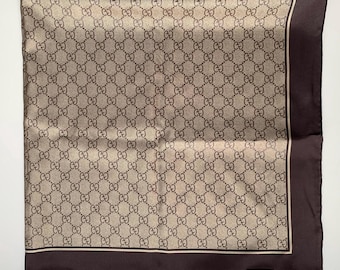 Gucci Womens Scarf Silk GG Logo Monogram Authentic Vintage Style Made in Italy 90x90