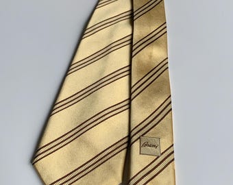 Brioni Cravate Men's Tie Logo 100% Silk Vintage Gold Style