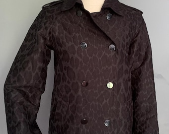Sandro Paris Jacket Coat Print Leopard Black Cotton Double Breasted Size:38